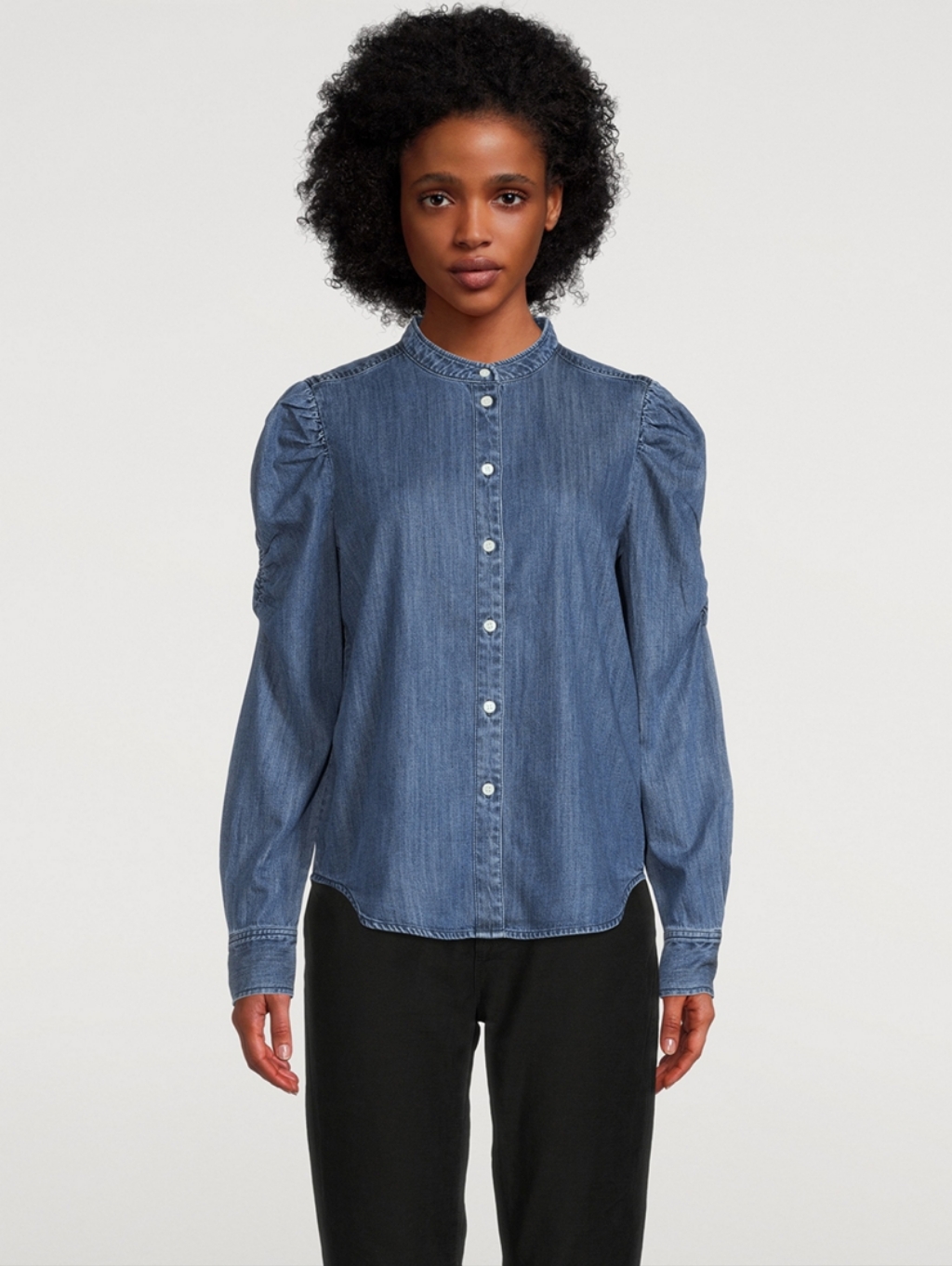 Frankie Puff-Sleeve Denim Shirt